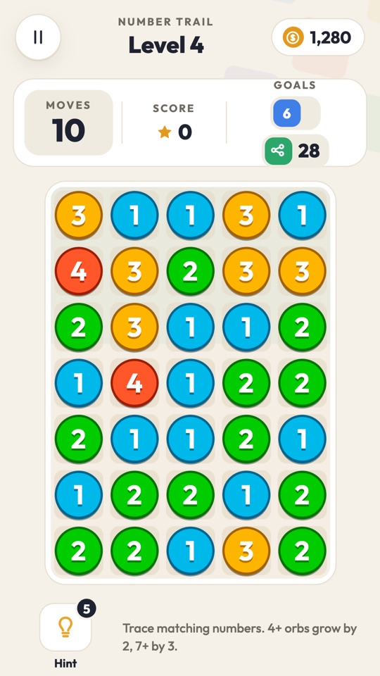Number Trail board of numbered orbs